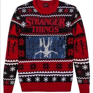 NWT Stranger Things Ugly Christmas Reversible Unisex Sweater Size Large
